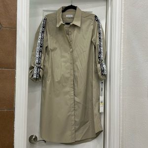 Brand New with tag Calvin Klein shares shirt dress khaki color size medium